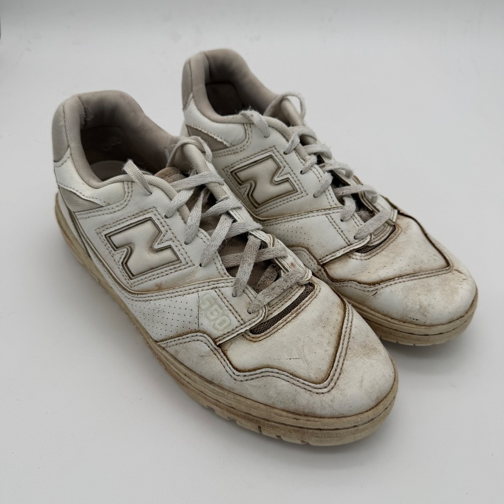 New Balance 550 White  Leather Low Top Sneakers BB550WWW Mens 10.5 Womens 12